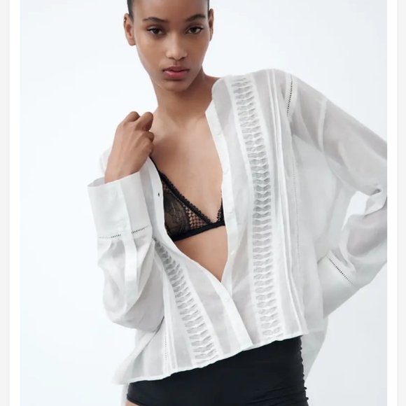 BLOUSE WITH ASYMMETRIC HEM SIZE L - Picture 2 of 11